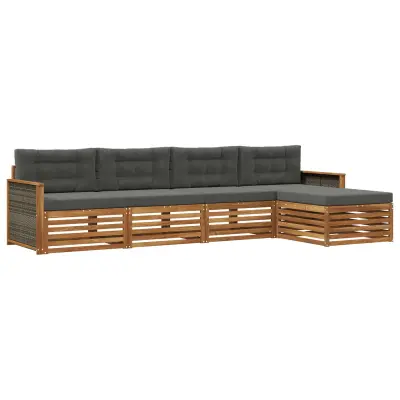 vidaXL Zunanja garnitura za sedenje 5 pcs Naravna in antracitna
