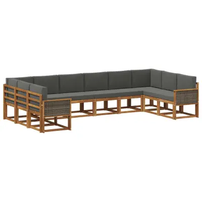 vidaXL Zunanja garnitura za sedenje 10 pcs Naravna in antracitna