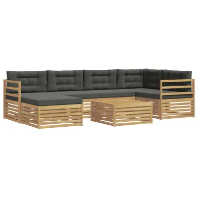 vidaXL Zunanja garnitura za sedenje z blazino 7 pcs Bela in antracit