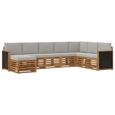 vidaXL Zunanja garnitura za sedenje 6 pcs Naravna in svetlo siva
