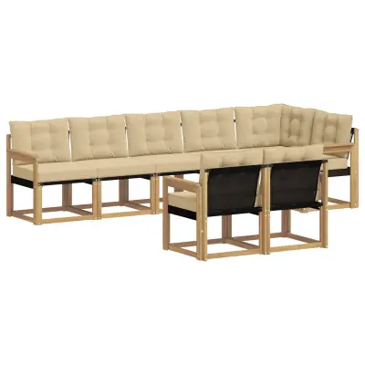 vidaXL Zunanja garnitura za sedenje z blazino 8 pcs Bela in bež