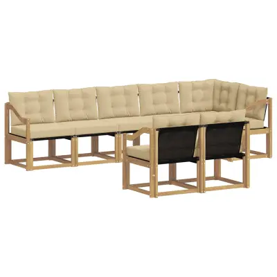 vidaXL Zunanja garnitura za sedenje z blazino 8 pcs Bela in bež