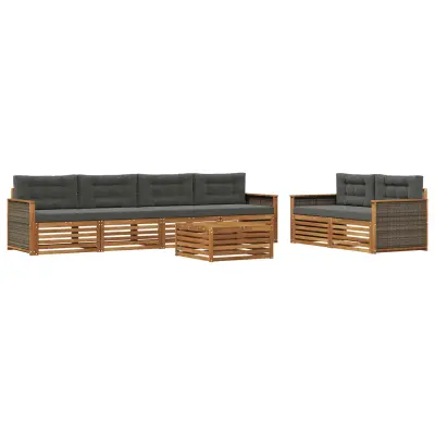 vidaXL Zunanja garnitura za sedenje 7 pcs Naravna in antracitna
