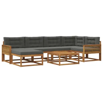 vidaXL Zunanja garnitura za sedenje 7 pcs Naravna in antracitna