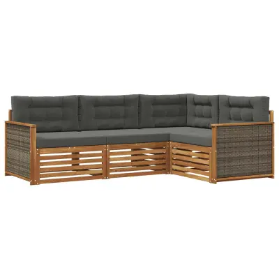 vidaXL Zunanja garnitura za sedenje 4 pcs Naravna in antracitna
