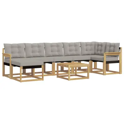 vidaXL Zunanja garnitura za sedenje 8 pcs Bela in svetlo siva