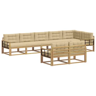 vidaXL Zunanja garnitura za sedenje 6 pcs Bela in bež Poliester