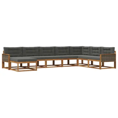 vidaXL Zunanja garnitura za sedenje 8 pcs Naravna in antracitna