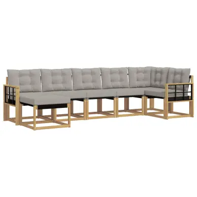 vidaXL Zunanja garnitura za sedenje 7 pcs Bela in svetlo siva