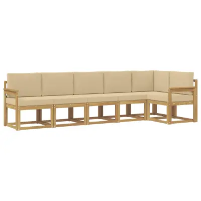vidaXL Zunanja garnitura za sedenje 6 pcs Bela in bež Poliester