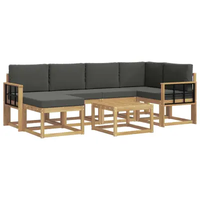 vidaXL Zunanja garnitura za sedenje z blazino 7 pcs Bela in antracit