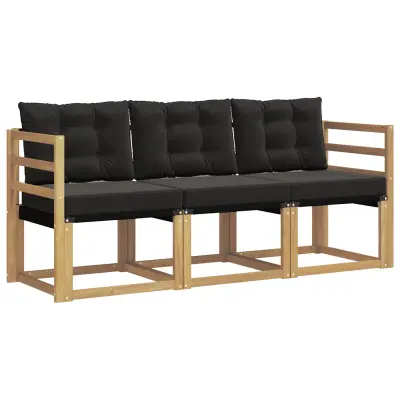 vidaXL Zunanja garnitura za sedenje z blazino 3 pcs Bela in črna