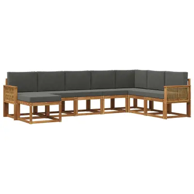 vidaXL Zunanja garnitura za sedenje 8 pcs Naravna in antracitna