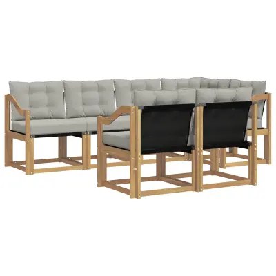 vidaXL Zunanja garnitura za sedenje 7 pcs Bela in svetlo siva
