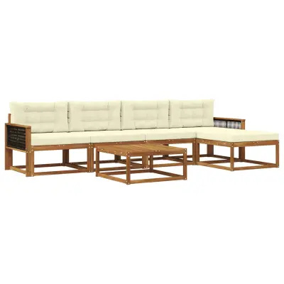 vidaXL Zunanja garnitura za sedenje z blazino 6 pcs Naravna in smetana