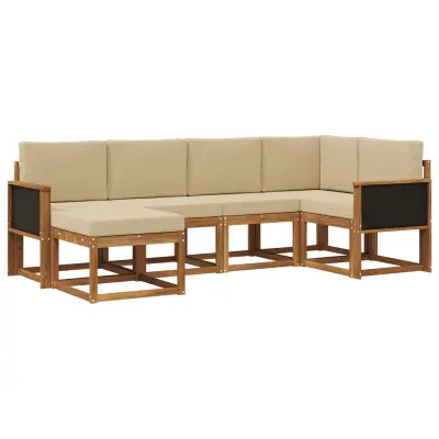 vidaXL Zunanja garnitura za sedenje 6 pcs Naravna in bež
