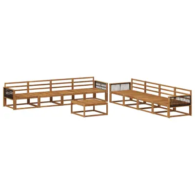 vidaXL Zunanja garnitura za sedenje 9 pcs Naravna Masiven les akacije
