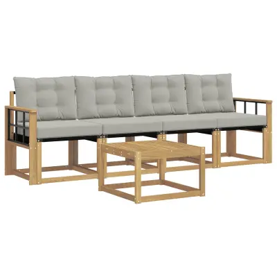 vidaXL Zunanja garnitura za sedenje 5 pcs Bela in svetlo siva