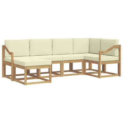 vidaXL Zunanja garnitura za sedenje 6 pcs Bela in krem Poliester