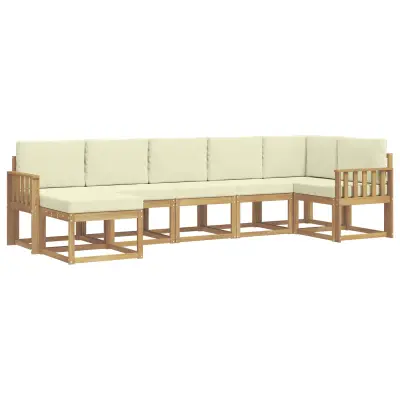 vidaXL Zunanja garnitura za sedenje 7 pcs Bela in krem Poliester