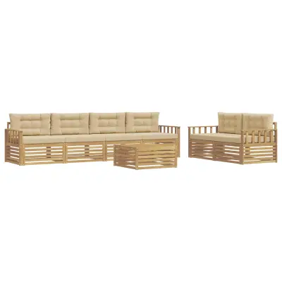 vidaXL Zunanja garnitura za sedenje 7 pcs Bela in bež Poliester