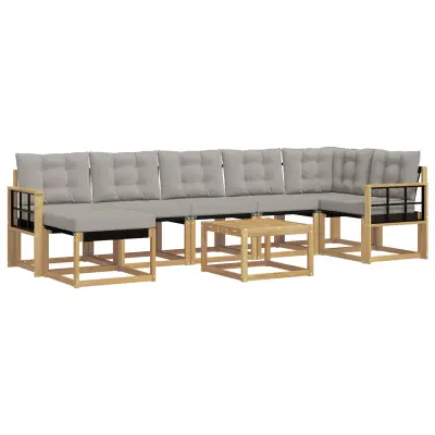 vidaXL Zunanja garnitura za sedenje 8 pcs Bela in svetlo siva