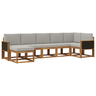 vidaXL Zunanja garnitura za sedenje 7 pcs Naravna in svetlo siva