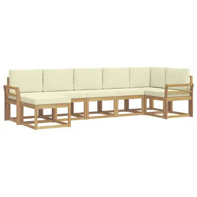vidaXL Zunanja garnitura za sedenje 7 pcs Bela in krem Poliester