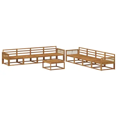 vidaXL Zunanja garnitura za sedenje 9 pcs Naravna Masiven les akacije