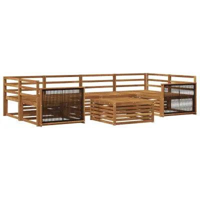 vidaXL Zunanja garnitura za sedenje 7 pcs Naravna Masiven les akacije