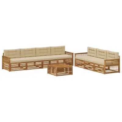 vidaXL Zunanja garnitura za sedenje z blazino 8 pcs Naravna in bež