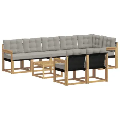 vidaXL Zunanja garnitura za sedenje 9 pcs Bela in svetlo siva