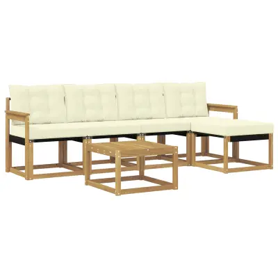 vidaXL Zunanja garnitura za sedenje z blazino 6 pcs Bela in krem
