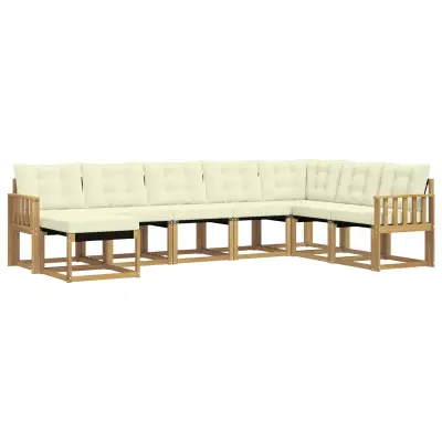 vidaXL Zunanja garnitura za sedenje z blazino 8 pcs Bela in krem