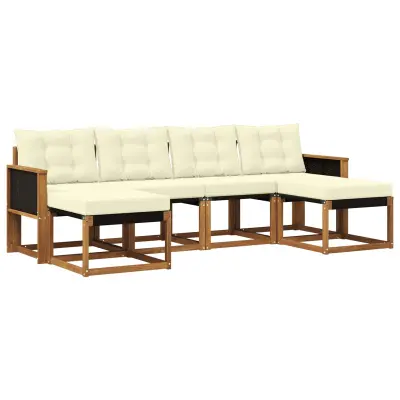 vidaXL Zunanja garnitura za sedenje z blazino 6 pcs Naravna in smetana