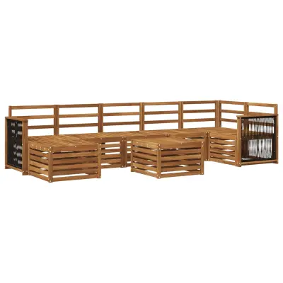 vidaXL Zunanja garnitura za sedenje 7 pcs Naravna Masiven les akacije