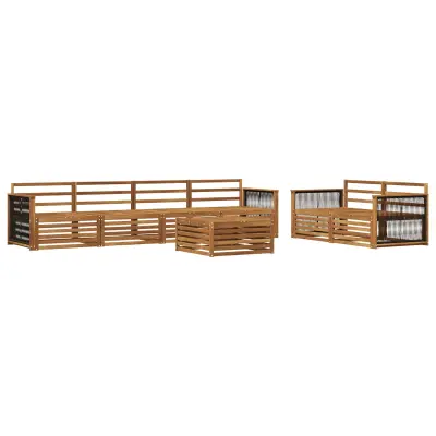 vidaXL Zunanja garnitura za sedenje 7 pcs Naravna Masiven les akacije