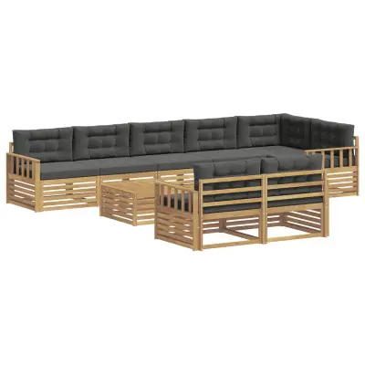 vidaXL Zunanja garnitura za sedenje 9 pcs Bela in antracit Poliester