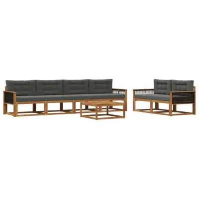 vidaXL Zunanja garnitura za sedenje 7 pcs Naravna in antracitna