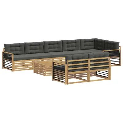 vidaXL Zunanja garnitura za sedenje 9 pcs Bela in antracit Poliester