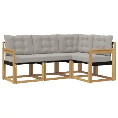 vidaXL Zunanja garnitura za sedenje 4 pcs Bela in svetlo siva