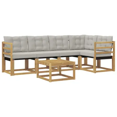 vidaXL Zunanja garnitura za sedenje 6 pcs Bela in svetlo siva