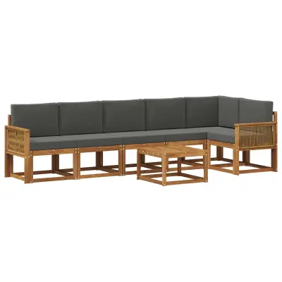 vidaXL Zunanja garnitura za sedenje 7 pcs Naravna in antracitna