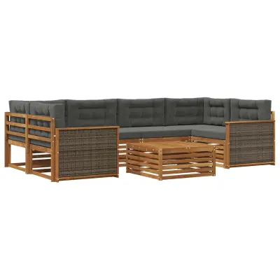 vidaXL Zunanja garnitura za sedenje 7 pcs Naravna in antracitna