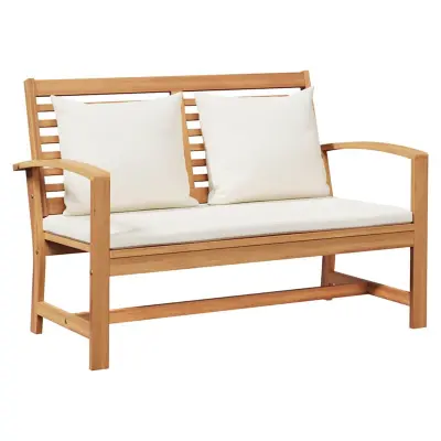 vidaXL klop z blazino Rjava in krem 110 x 66 x 76 cm Trden tikov les
