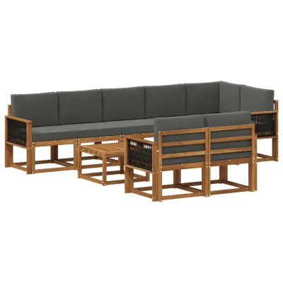vidaXL Zunanja garnitura za sedenje 9 pcs Naravna in antracitna