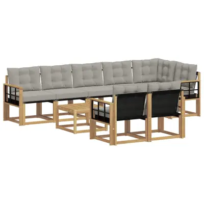 vidaXL Zunanja garnitura za sedenje 9 pcs Bela in svetlo siva