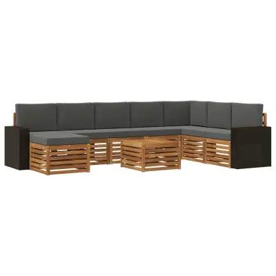vidaXL Zunanja garnitura za sedenje 9 pcs Naravna in antracitna