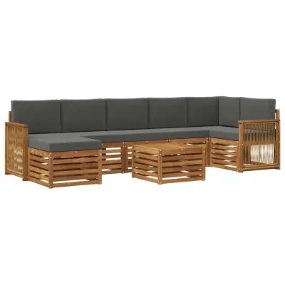 vidaXL Zunanja garnitura za sedenje 7 pcs Naravna in antracitna