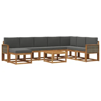 vidaXL Zunanja garnitura za sedenje 9 pcs Naravna in antracitna